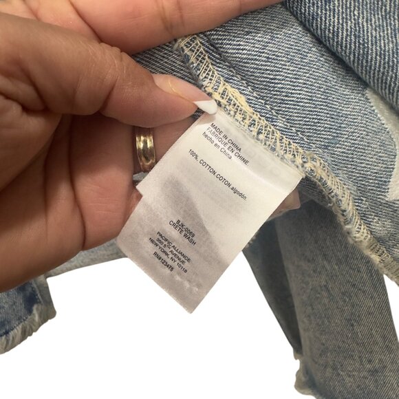 Bebe Distressed Denim Jacket W/ Embroidered Mandala Design & Raw Hem - Womens XL - Picture 4 of 15